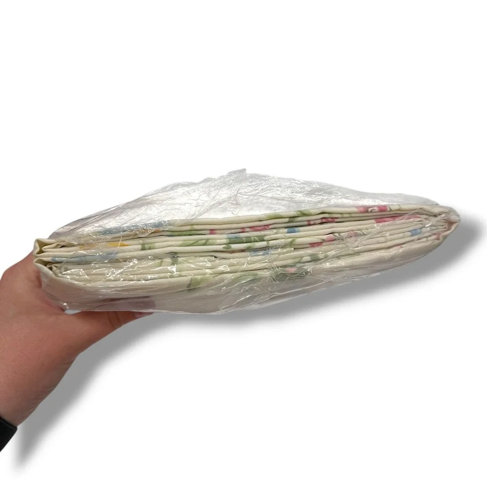JCPenney Early Spring Full Flat Sheet Floral Butterfly Vintage USA NIP Cottage